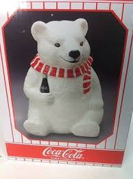 White Authorized Coca Cola Christmas Holiday Polar Bear Cookie Jar "ALWAYS COOL" | eBay