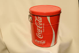 VINTAGE 1983 COCA COLA METAL POPCORN TIN GREAT COLORS LARGE ...