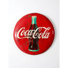 Vintage Coca-Cola Metal Button Sign | Chairish