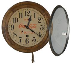 Antique Seth Thomas Drink Coca Cola Bottles Round Oak Wall Clock Peekaboo 16" at 1stDibs | vintage coca cola clock value, coca cola wall clock, vintage coca cola clocks