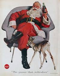 1956 Coca Cola Coke Ad ~ Santa with Baby Deer, Vintage Coca ...