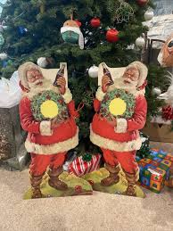 Pair Of VTG Coke Santa Claus Die Cut Litho Store Display ...