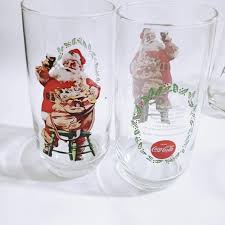 Coca Cola | Dining | Vtg Cocacola Classic Santa Claus Set Of 6 Drinking Glass Water Tumblers Su | Poshmark