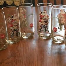 Set of 8 Vintage Coke Santa Glasses - Etsy