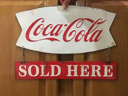 Coca Cola Sold Here Embossed Metal Hanging Decor Coke Soda ...