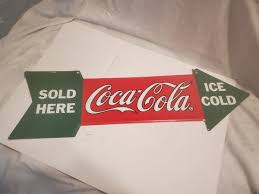 28" metal sign coca cola sold here ice cold arrow shape 2008 ...
