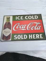 Vintage Ice Cold Coca-cola Sold Here Metal Sign - Etsy