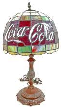 Sold at Auction: Coca-Cola Advertising Stained Glass Table Lamp