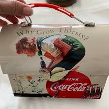 Coca Cola Lunch Box Tin Box w/ Handle "Why Grow Thirsty ...