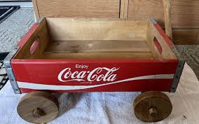 Vintage COCA-COLA RED WOOD CRATE WAGON Wooden Coke Handmade Art | eBay