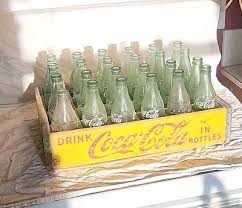 Vintage Coca-Cola Yellow Wood Crate with 24 Vintage Coca ...
