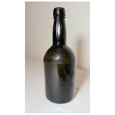 Rare antique 18th century handmade 4 part mold blown green whiskey . For Sale at Ruby Lane