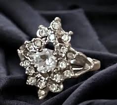 Uncas Vintage Rhinestone Cluster Ring Silver - $30 - From Valerie