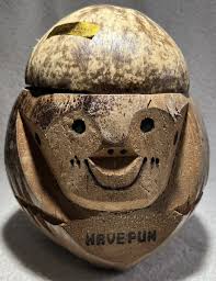 Vintage Hand Carved Coconut Monkey Head with Lid | eBay