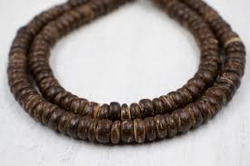 Package of 2 Strands | 8mm Brown Coconut Wood Rondelle Beads ...