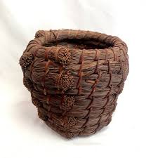 Vintage Handcrafted Basket Native American Coiled Pine ...