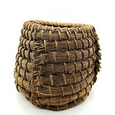 VINTAGE PINE NEEDLE COIL BASKET HANDMADE 5" x 6" | eBay