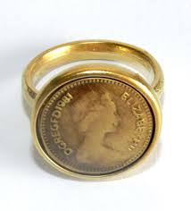 Designer Yellow Gold 24K Plated Ring Queen Elizabeth II English Coin Size 8 | eBay