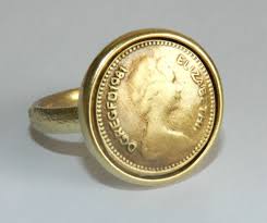 Designer Yellow Gold 24K Plated Ring Queen Elizabeth English Coin Size 9 | eBay