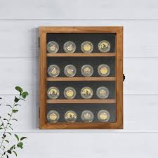 Emma + Oliver 11x14 Display Case for Medals, Badges, or Coins with Removable Grooved Shelves and Anti-Theft Lock in Rustic Brown - Walmart.com
