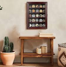 Wooden Shelves Glass Display Case Wall Mount- Achievement, Metal Coins, Military | eBay