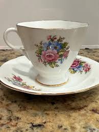 Vintage Footed Teacup and Saucer Clarence Bone China Made in ...