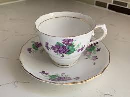 Colclough Bone China Small Tea Cup & Saucer ~ Purple flowers ...