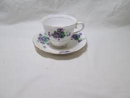Colclough Bone China Tea Cup and Saucer Set Purple Violets ...