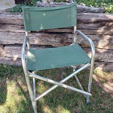 Vintage Aluminum and Cotton Canvas Foldable Camp Patio Chair ...