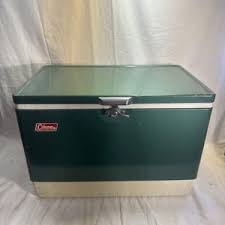 Vintage Coleman Metal Cooler Green With Metal Handles and ...
