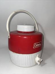 Vtg Coleman Water Jug Cooler 1 Gallon Red & White Metal ...