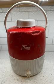 Vintage 1970s Coleman Metal Red and White 2 Gallon Thermos ...