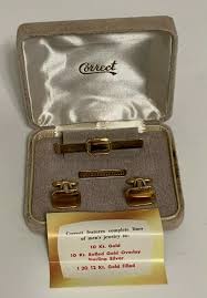 10Kt. Gold Cufflinks with tie pin by Correct Brand New in ...