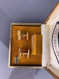 Simple Oval Gold Plated Cufflinks Tie Clip Basket Weave ...