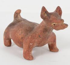Lot - Pre-Columbian Colima pottery dog biting corn. 6.5in ...