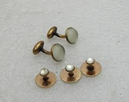 10kt G.F. Cuff Links/stud Set, 1910-1930's, Original Velvet Lined Box, Frosted White Stones - Etsy