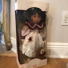 Vintage porcelain doll box damaged but doll in... | Depop