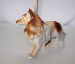 Vintage 1960s Glazed Bone China Collie Dog Figurine Missing ...