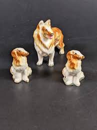 Vintage Miniature Bone China Dog Figurines Set of 3 Collie ...