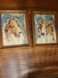 Vintage 2 Paint By Number Pictures Pair Of Collue Dogs Framed As Is Some Wear/2 | eBay
