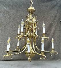 Large 1980s Art Nouveau Revival brass scrolling arm ...