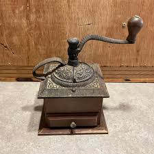Antique Coffee Grinder, Wood & Cast Iron - Etsy