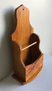 Vintage Wooden Letter Holder Wall Mail Caddy Organizer Oak ...