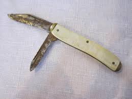 VINTAGE COLONIAL PROV USA FOLDING POCKET KNIFE 2 BLADE WHITE / BRASS HANDLE | eBay