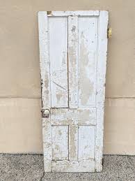 Antique Architectural Salvage Gray White Distress Painted Wooden Interior Door | Chairish