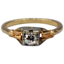 Vintage Diamond 14K Tri-Color Gold Engagement Ring Solitaire ...