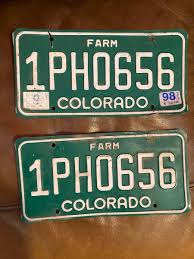 vintage Colorado state license plated used two plates matching set 1PH0656 FARM | eBay