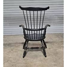 Mid 20th Century Black Windsor Fan-Back Armchair Carved ...