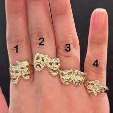 10k Gold Comedy Tragedy Ring, Laugh Now Cry Later, Drama ...