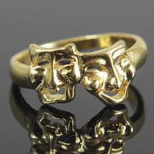 Comedy & Tragedy Ring Size 5 Gold | Jubilee Gift Shop